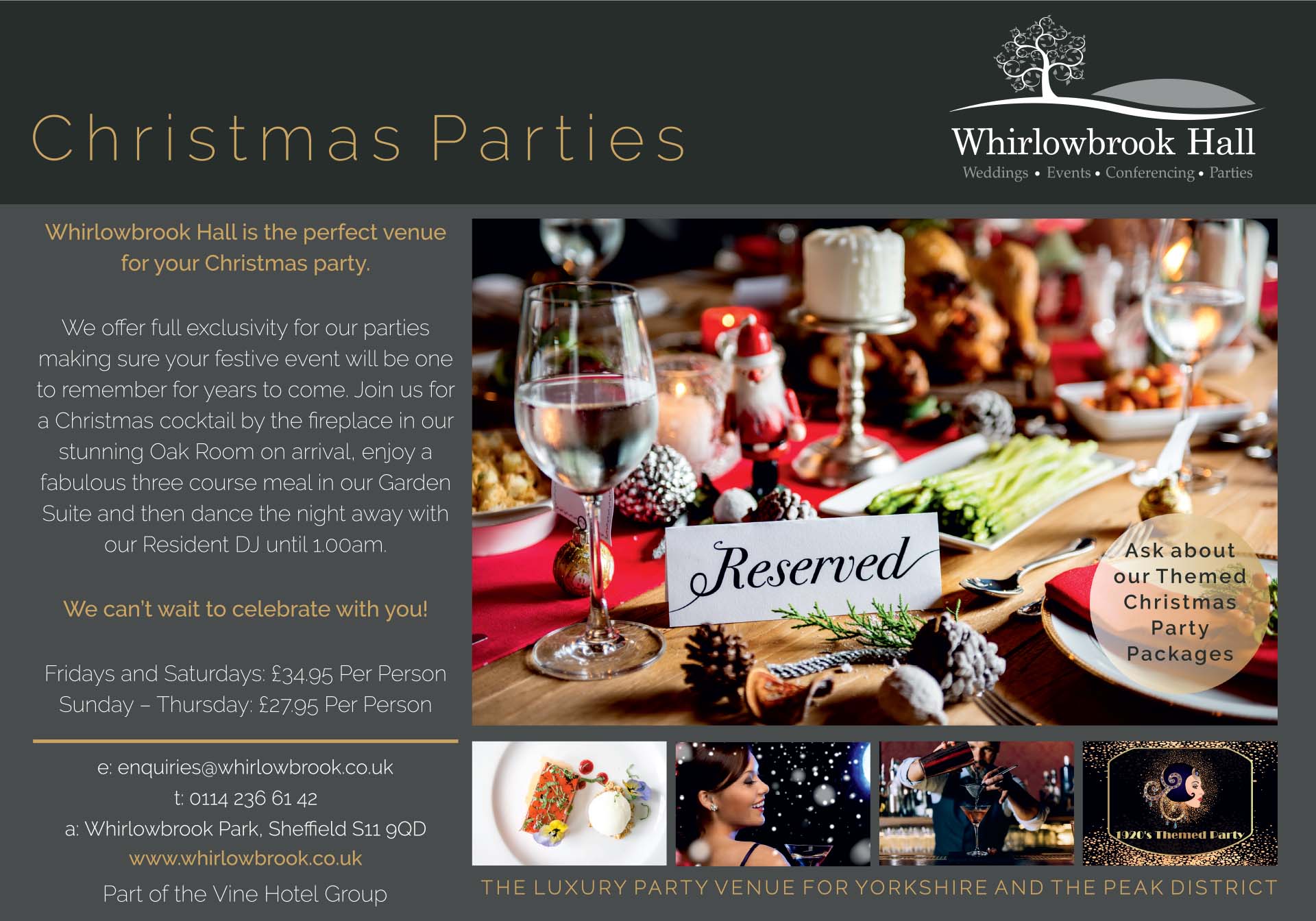 Luxury Party venues for Yorkshire and The Peak District Whirlowbrook Hall