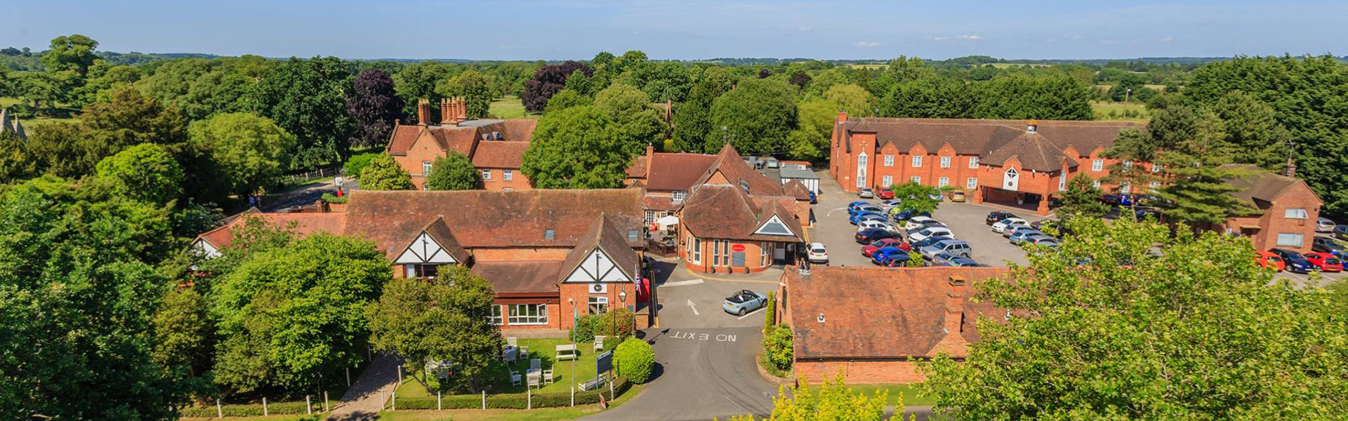 The Charlecote Pheasant Hotel from the air